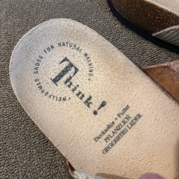 THINK! Brown Leather Birkenstock Sandals Flip Flops Size 39/8.5 (TD) - Picture 10 of 12